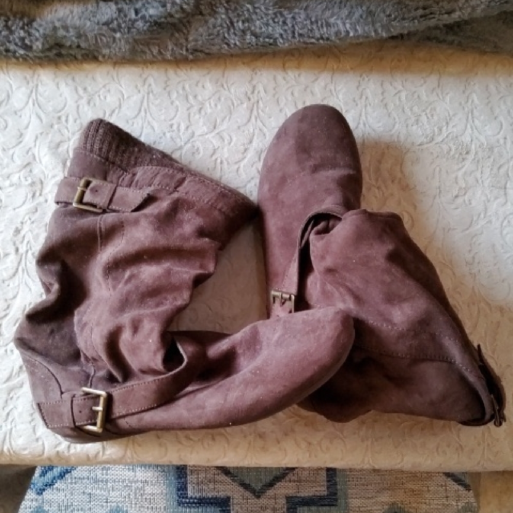 Report Brown Buckle Heeled Boots